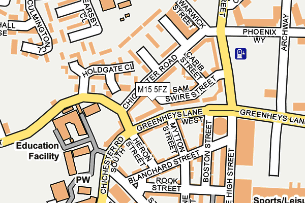 M15 5FZ map - OS OpenMap – Local (Ordnance Survey)