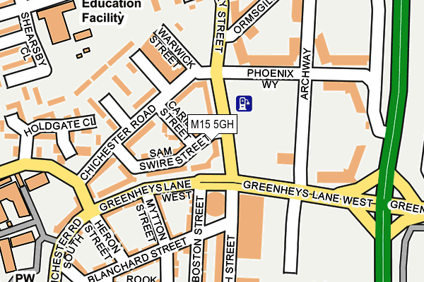 M15 5GH map - OS OpenMap – Local (Ordnance Survey)