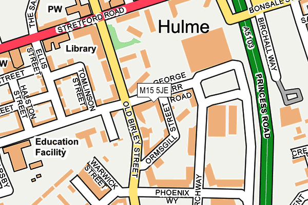 M15 5JE map - OS OpenMap – Local (Ordnance Survey)