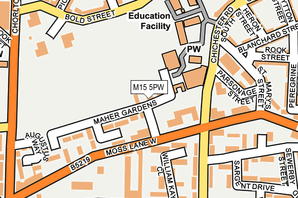 M15 5PW map - OS OpenMap – Local (Ordnance Survey)