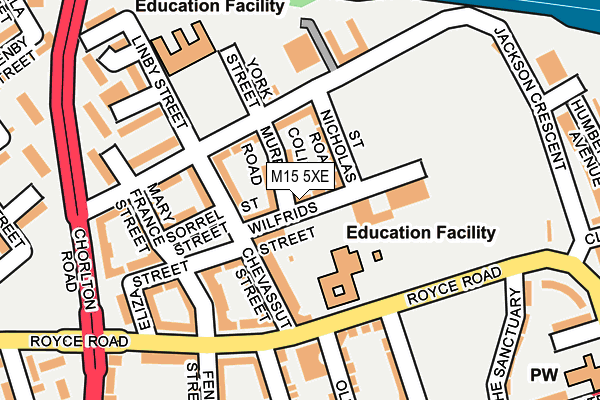 M15 5XE map - OS OpenMap – Local (Ordnance Survey)