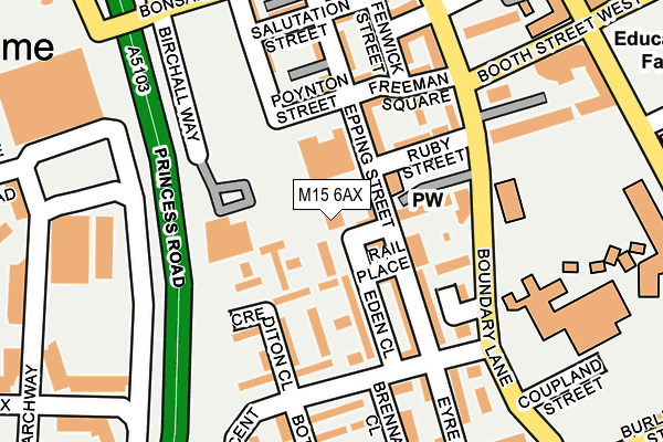 M15 6AX map - OS OpenMap – Local (Ordnance Survey)