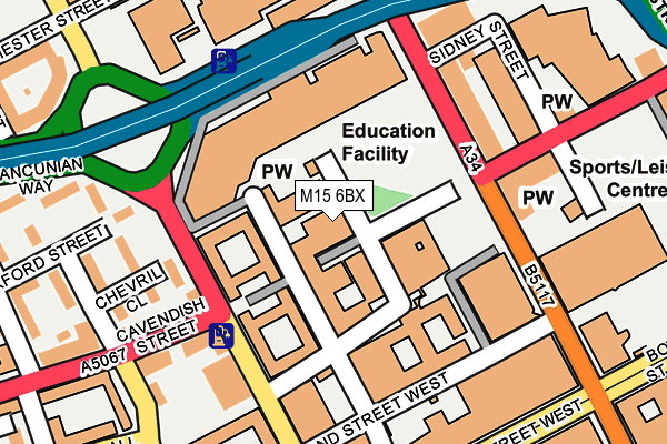 M15 6BX map - OS OpenMap – Local (Ordnance Survey)