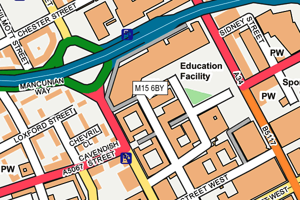 M15 6BY map - OS OpenMap – Local (Ordnance Survey)