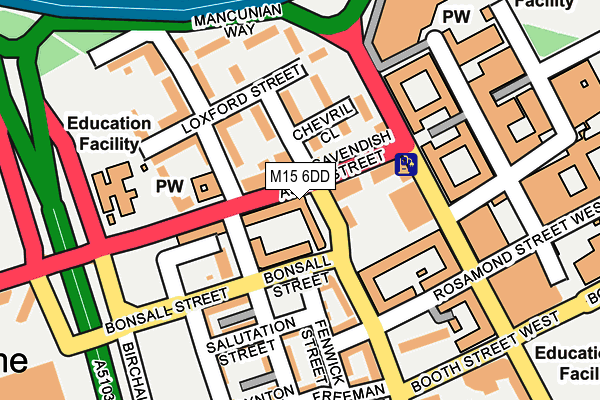 M15 6DD map - OS OpenMap – Local (Ordnance Survey)