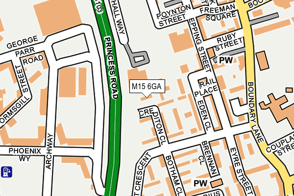 M15 6GA map - OS OpenMap – Local (Ordnance Survey)