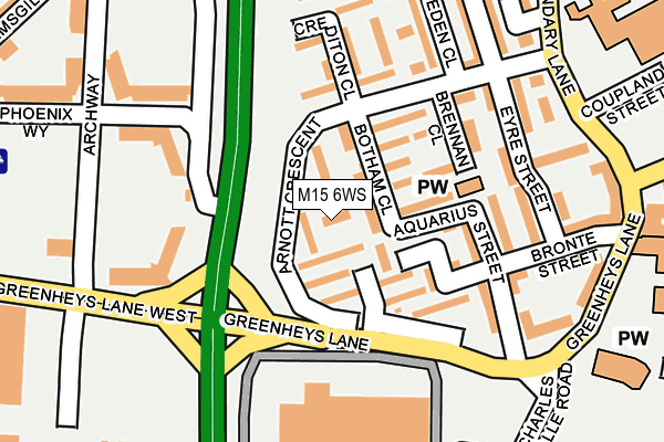 M15 6WS map - OS OpenMap – Local (Ordnance Survey)