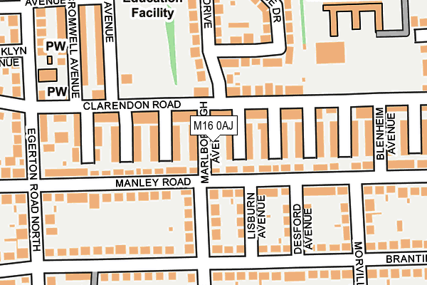 M16 0AJ map - OS OpenMap – Local (Ordnance Survey)