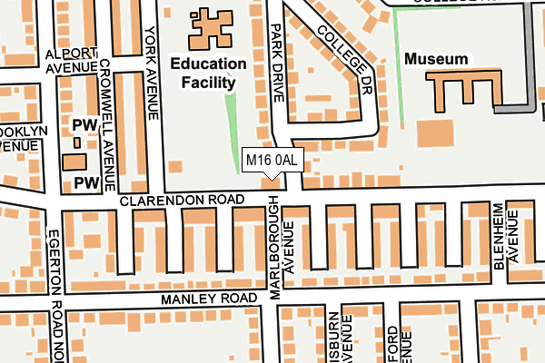 M16 0AL map - OS OpenMap – Local (Ordnance Survey)