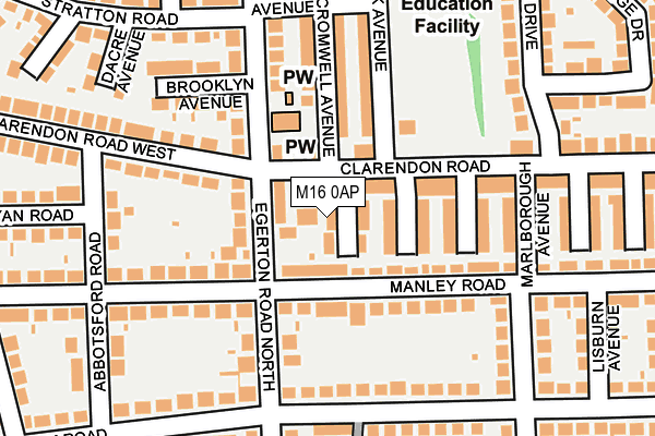 M16 0AP map - OS OpenMap – Local (Ordnance Survey)