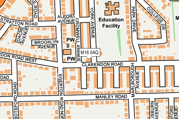 M16 0AQ map - OS OpenMap – Local (Ordnance Survey)