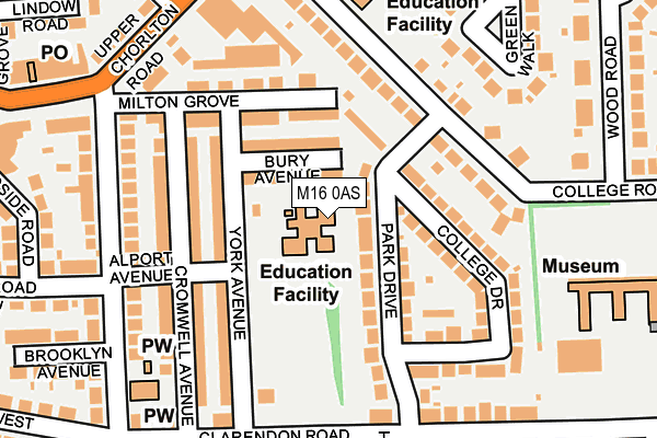 M16 0AS map - OS OpenMap – Local (Ordnance Survey)