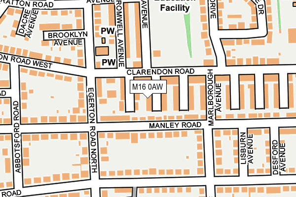 M16 0AW map - OS OpenMap – Local (Ordnance Survey)