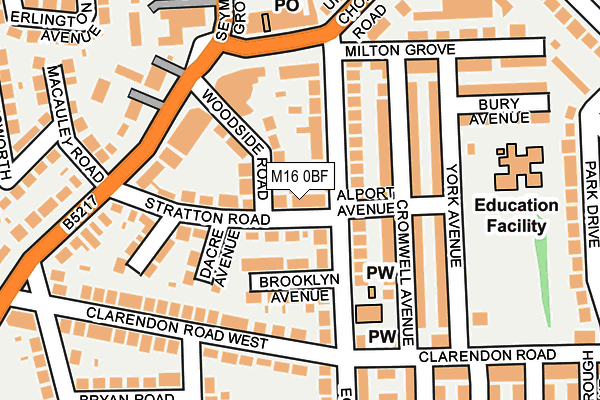 M16 0BF map - OS OpenMap – Local (Ordnance Survey)