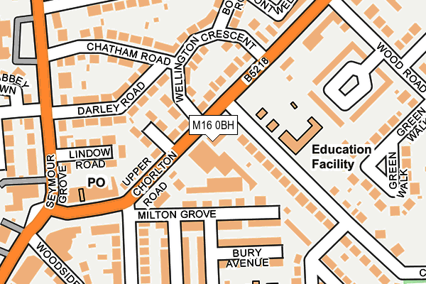 M16 0BH map - OS OpenMap – Local (Ordnance Survey)