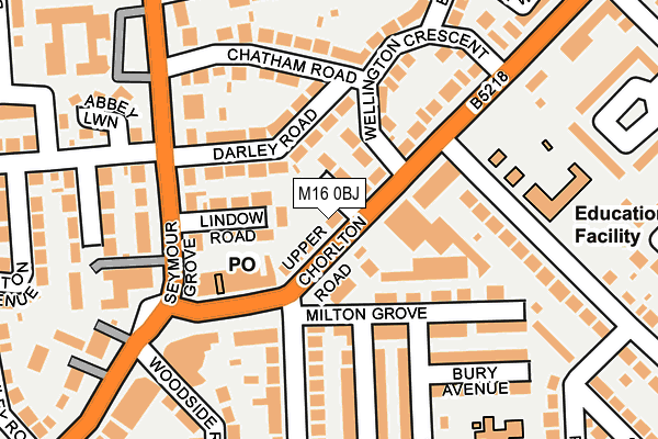 M16 0BJ map - OS OpenMap – Local (Ordnance Survey)