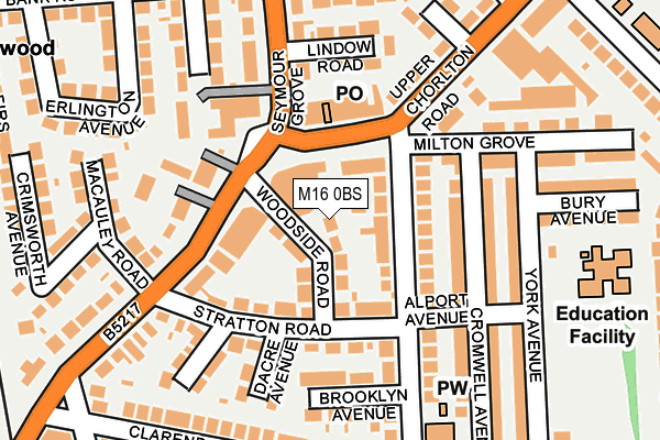 M16 0BS map - OS OpenMap – Local (Ordnance Survey)