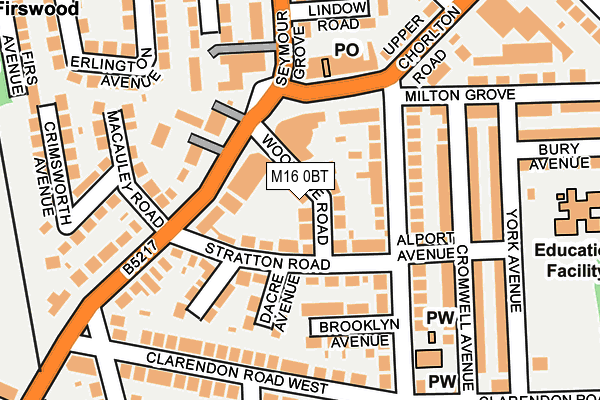 M16 0BT map - OS OpenMap – Local (Ordnance Survey)