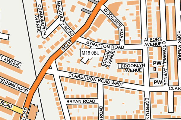 M16 0BU map - OS OpenMap – Local (Ordnance Survey)