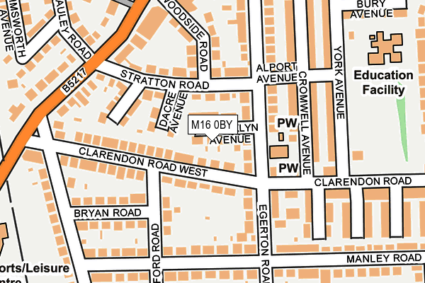 M16 0BY map - OS OpenMap – Local (Ordnance Survey)