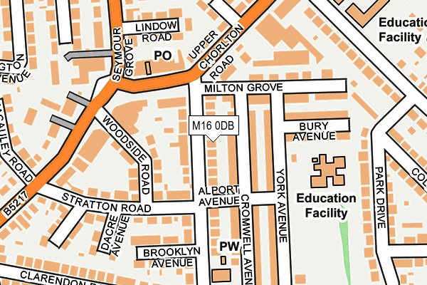 M16 0DB map - OS OpenMap – Local (Ordnance Survey)