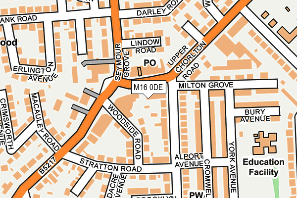 M16 0DE map - OS OpenMap – Local (Ordnance Survey)