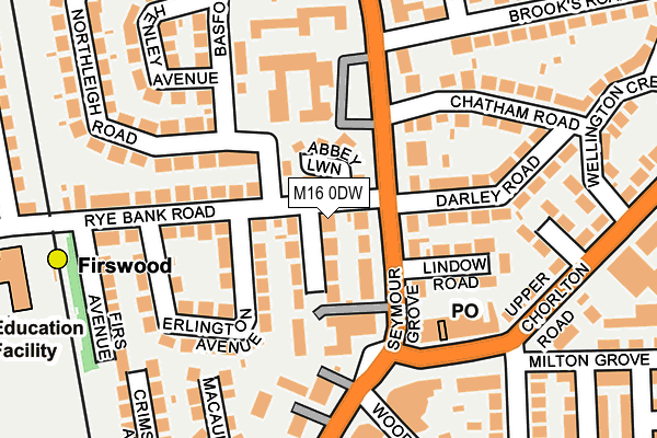 M16 0DW map - OS OpenMap – Local (Ordnance Survey)