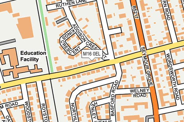 M16 0EL map - OS OpenMap – Local (Ordnance Survey)