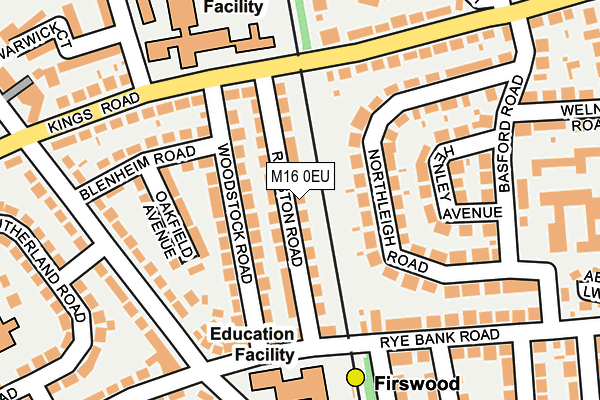 M16 0EU map - OS OpenMap – Local (Ordnance Survey)