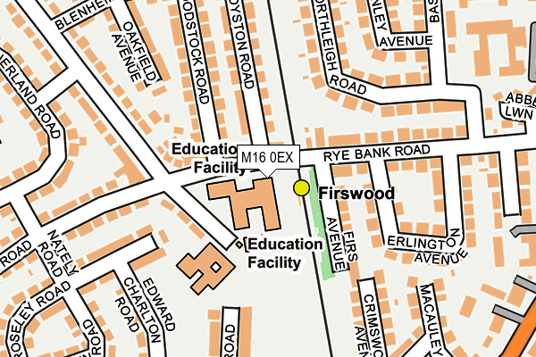 M16 0EX map - OS OpenMap – Local (Ordnance Survey)