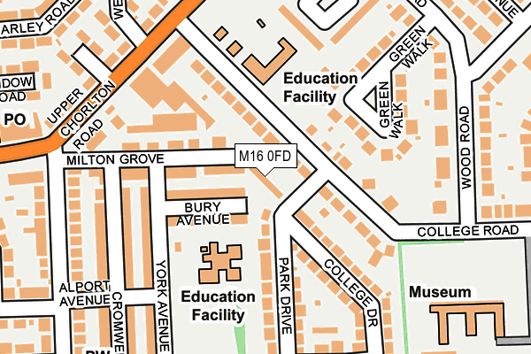 M16 0FD map - OS OpenMap – Local (Ordnance Survey)