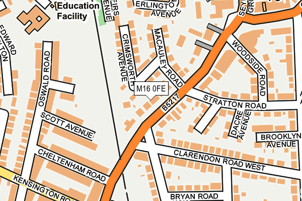 M16 0FE map - OS OpenMap – Local (Ordnance Survey)