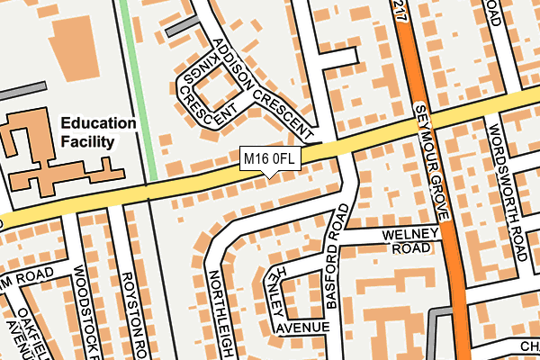 M16 0FL map - OS OpenMap – Local (Ordnance Survey)