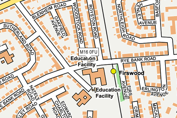 M16 0FU map - OS OpenMap – Local (Ordnance Survey)