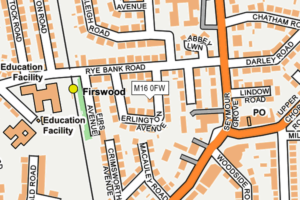 M16 0FW map - OS OpenMap – Local (Ordnance Survey)