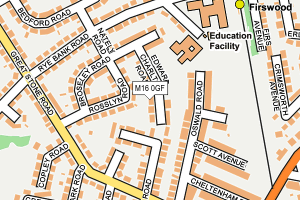 M16 0GF map - OS OpenMap – Local (Ordnance Survey)