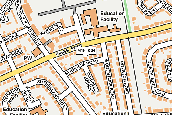 M16 0GH map - OS OpenMap – Local (Ordnance Survey)