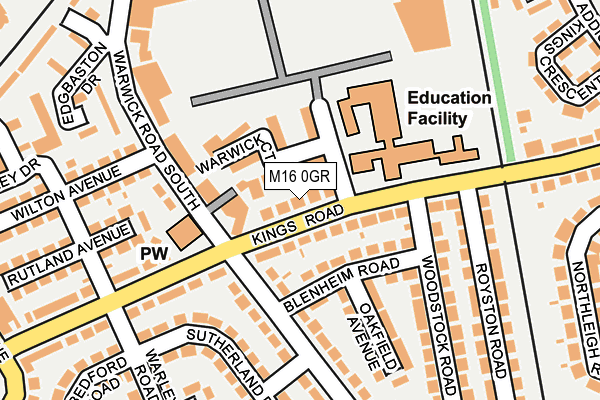 M16 0GR map - OS OpenMap – Local (Ordnance Survey)