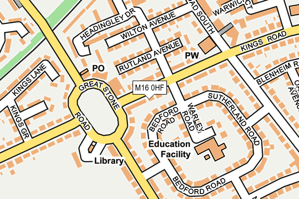 M16 0HF map - OS OpenMap – Local (Ordnance Survey)
