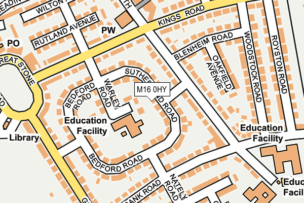 M16 0HY map - OS OpenMap – Local (Ordnance Survey)