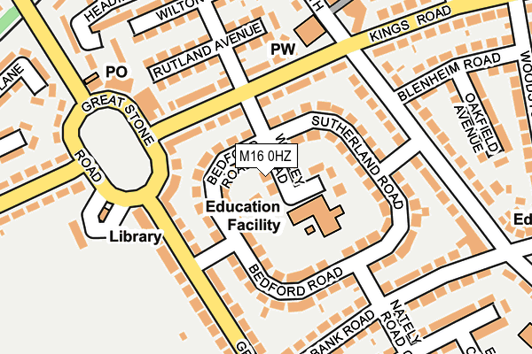 M16 0HZ map - OS OpenMap – Local (Ordnance Survey)