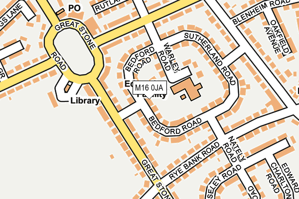 M16 0JA map - OS OpenMap – Local (Ordnance Survey)