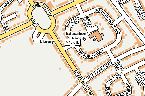 M16 0JB map - OS OpenMap – Local (Ordnance Survey)