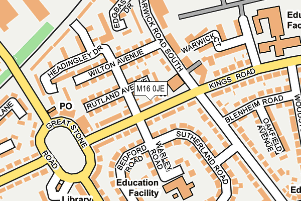 M16 0JE map - OS OpenMap – Local (Ordnance Survey)