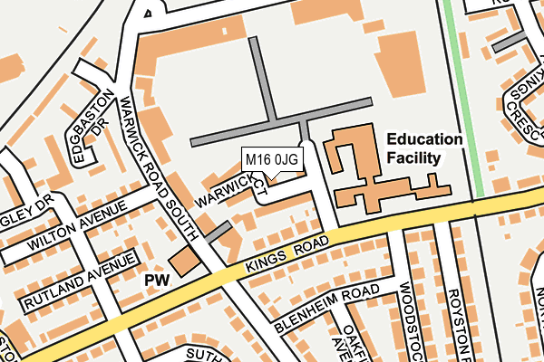 M16 0JG map - OS OpenMap – Local (Ordnance Survey)