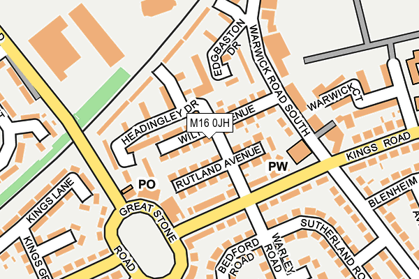 M16 0JH map - OS OpenMap – Local (Ordnance Survey)