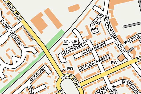 M16 0JP map - OS OpenMap – Local (Ordnance Survey)