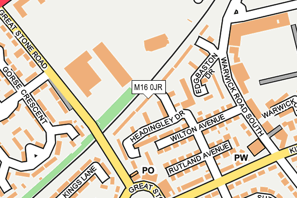 M16 0JR map - OS OpenMap – Local (Ordnance Survey)