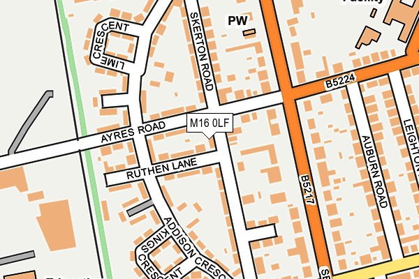 M16 0LF map - OS OpenMap – Local (Ordnance Survey)