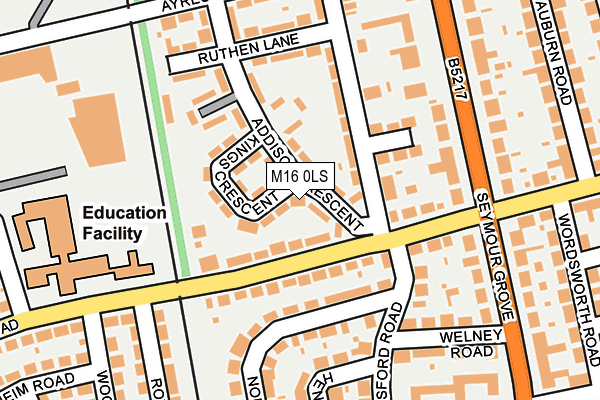 M16 0LS map - OS OpenMap – Local (Ordnance Survey)